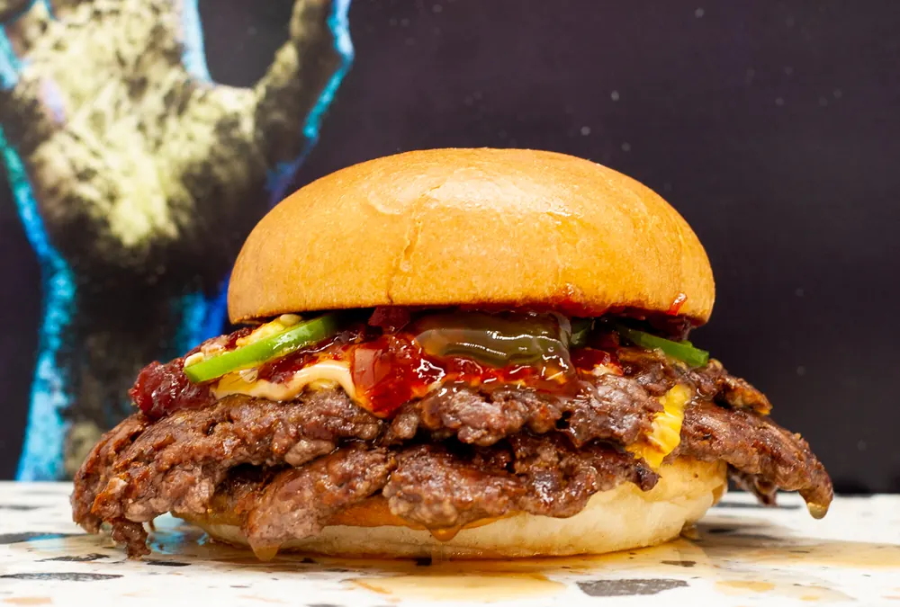 Bloodsucking Zombie Apocalypse Burger burger special at Zephyr Burgers